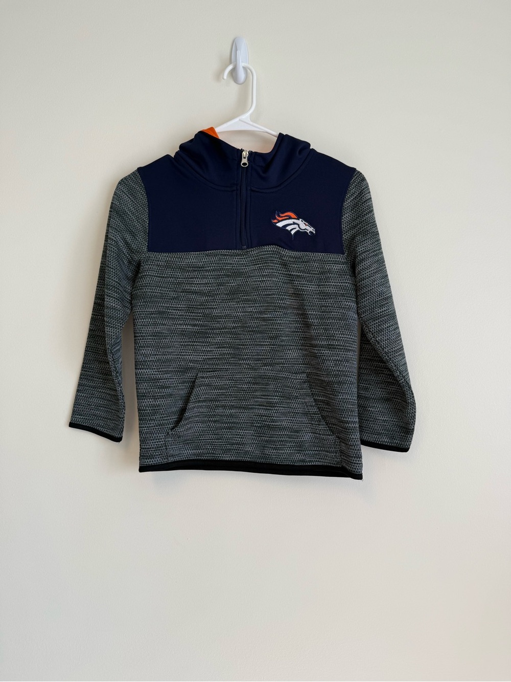 Kids Navy & Gray Quarter-Zip Hooded Pullover - Team Logo